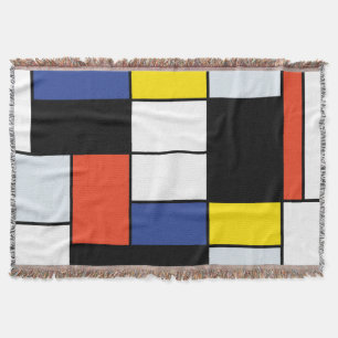 Piet Mondrian Compositie A - Abstracte Moderne Kun Deken