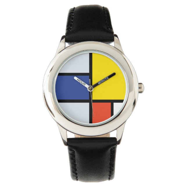 Piet Mondrian Compositie A - Abstracte Moderne Kun Horloge (Voorkant)