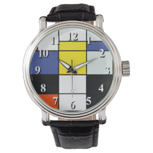 Piet Mondrian Compositie A - Abstracte Moderne Kun Horloge