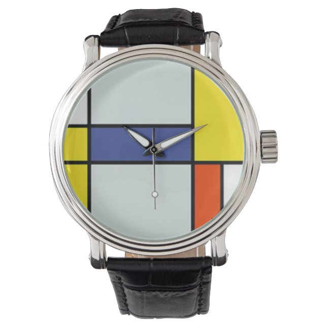Piet Mondrian Compositie A - Abstracte Moderne Kun Horloge (Voorkant)