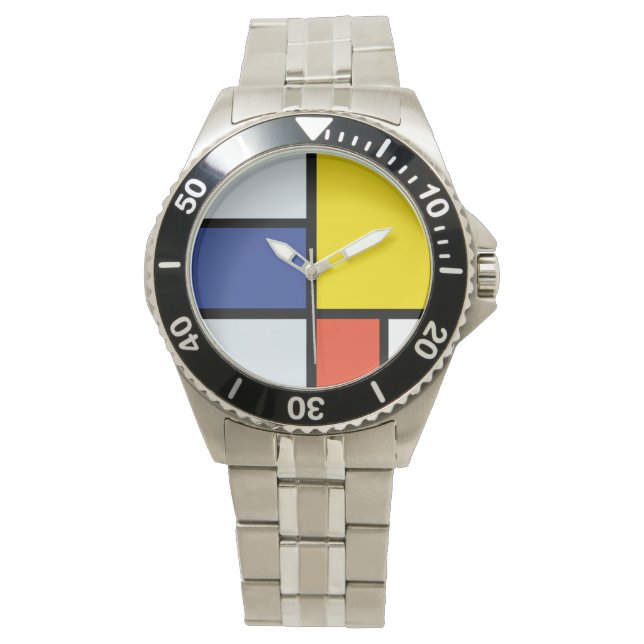 Piet Mondrian Compositie A - Abstracte Moderne Kun Horloge (Voorkant)