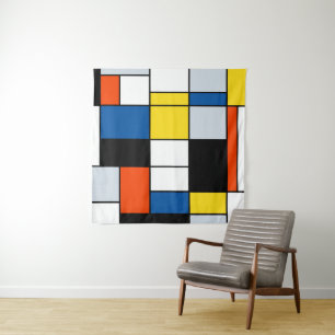 Piet Mondrian Compositie A - Abstracte Moderne Kun Wandkleed