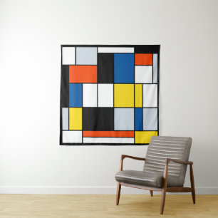 Piet Mondrian Compositie A - Abstracte Moderne Kun Wandkleed