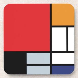 Piet Mondrian - Compositie met groot rood vlak Bier Onderzetter
