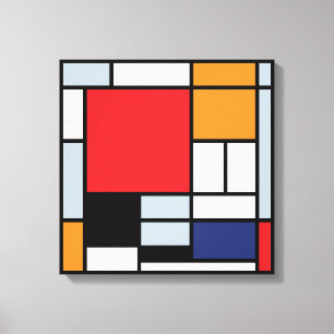 Piet Mondrian - Compositie met groot rood vlak Canvas Afdruk