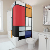 Piet Mondrian - Compositie met groot rood vlak Douchegordijn (In situ)