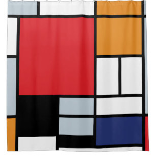 Piet Mondrian - Compositie met groot rood vlak Douchegordijn