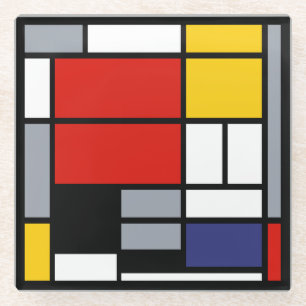 Piet Mondrian, Compositie met groot rood vlak Glazen Onderzetter