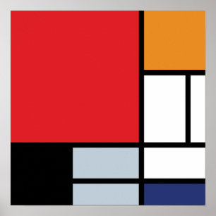 Piet Mondrian - Compositie met groot rood vlak Poster