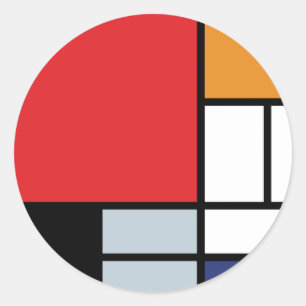 Piet Mondrian - Compositie met groot rood vlak Ronde Sticker