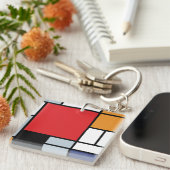 Piet Mondrian - Compositie met groot rood vlak Sleutelhanger (Voorkant Rechts)