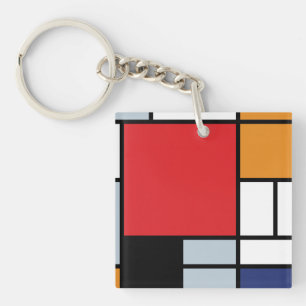 Piet Mondrian - Compositie met groot rood vlak Sleutelhanger