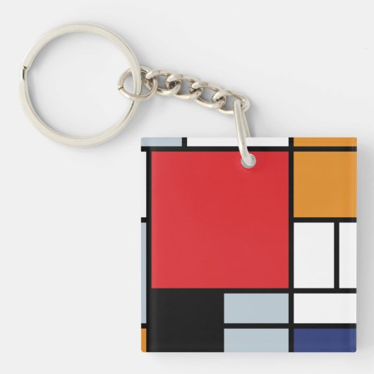 Piet Mondrian - Compositie met groot rood vlak Sleutelhanger (Voorkant)