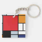 Piet Mondrian - Compositie met groot rood vlak Sleutelhanger (Achterkant)