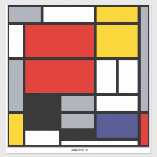 Piet Mondrian, Compositie met groot rood vlak Sticker (Vel)