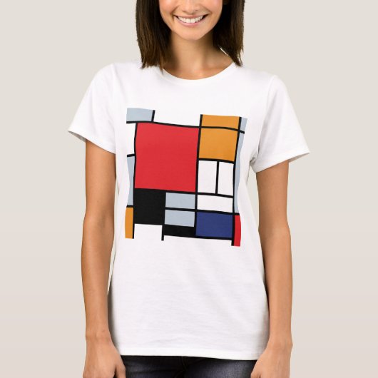 Piet Mondrian - Compositie met groot rood vlak T-shirt (Voorkant)