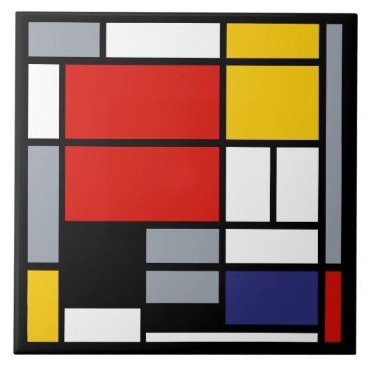 Piet Mondrian, Compositie met groot rood vlak Tegeltje (Voorkant)