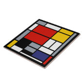 Piet Mondrian, Compositie met groot rood vlak Tegeltje (Zijkant)