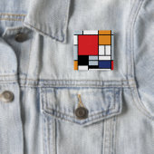 Piet Mondrian - Compositie met groot rood vlak Vierkante Button 5,1 Cm (In situ)
