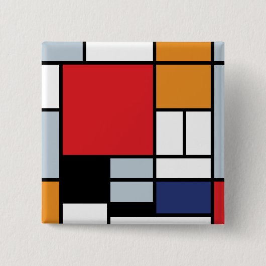 Piet Mondrian - Compositie met groot rood vlak Vierkante Button 5,1 Cm (Voorkant)