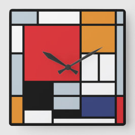 Piet Mondrian - Compositie met groot rood vlak Vierkante Klok