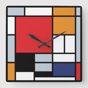 Piet Mondrian - Compositie met groot rood vlak Vierkante Klok