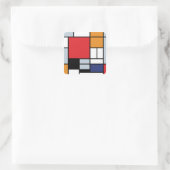 Piet Mondrian - Compositie met groot rood vlak Vierkante Sticker (Tas)