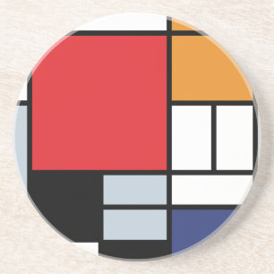Piet Mondrian - Compositie met groot rood vlak Zandsteen Onderzetter