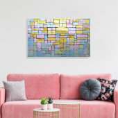 Piet Mondrian Compositie nr. V Canvas Afdruk (Insitu (Woonkamer))