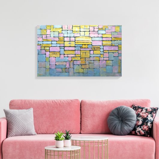 Piet Mondrian Compositie nr. V Canvas Afdruk (Insitu (Woonkamer))