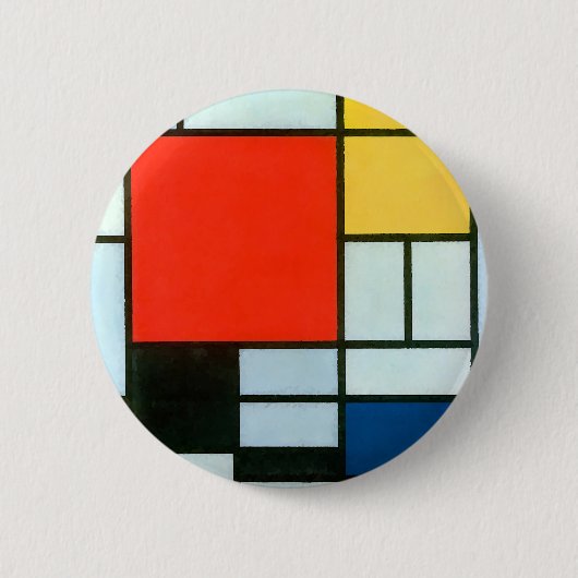 Piet Mondrian Compositie Ronde Button 5,7 Cm (Voorkant)