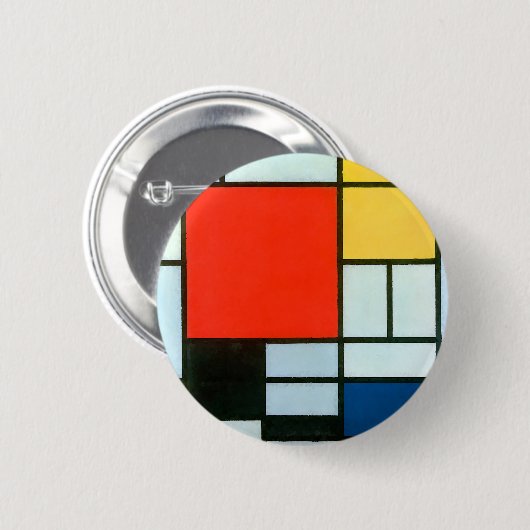 Piet Mondrian Compositie Ronde Button 5,7 Cm (Voorkant /achterkant)