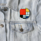 Piet Mondrian Compositie Ronde Button 5,7 Cm (In situ)