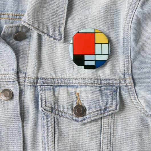 Piet Mondrian Compositie Ronde Button 5,7 Cm (In situ)