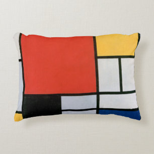 Piet Mondrian Compositie Rood Geel Blauw Print Accent Kussen