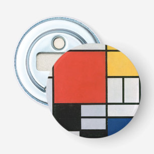 Piet Mondrian Compositie Rood Geel Blauw Print Button Flesopener