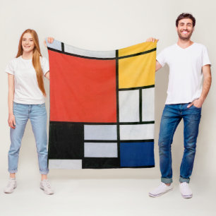 Piet Mondrian Compositie Rood Geel Blauw Print Fleece Deken