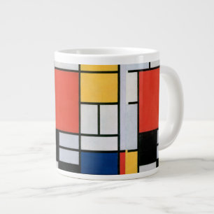 Piet Mondrian Compositie Rood Geel Blauw Print Grote Koffiekop