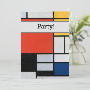 Piet Mondrian Compositie Rood Geel Blauw Print Kaart