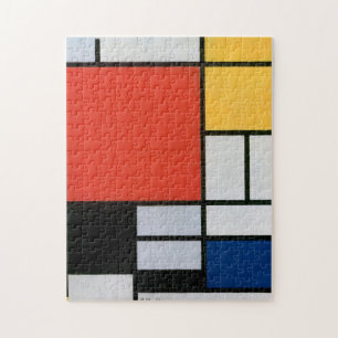 Piet Mondrian Compositie Rood Geel Blauw Print Legpuzzel