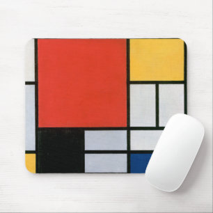 Piet Mondrian Compositie Rood Geel Blauw Print Muismat