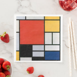 Piet Mondrian Compositie Rood Geel Blauw Print Servet