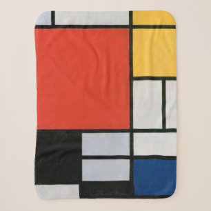 Piet Mondrian Compositie Rood Geel Blauw Print Sherpa Deken