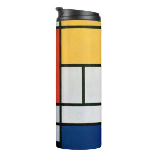 Piet Mondrian Compositie Rood Geel Blauw Print Thermosbeker