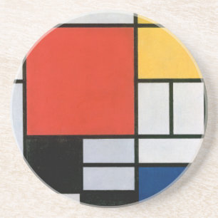 Piet Mondrian Compositie Rood Geel Blauw Print Zandsteen Onderzetter