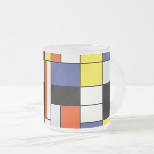Piet Mondrian Composition A - Abstracte moderne ku Matglas Koffiemok (Voorkant rechts)