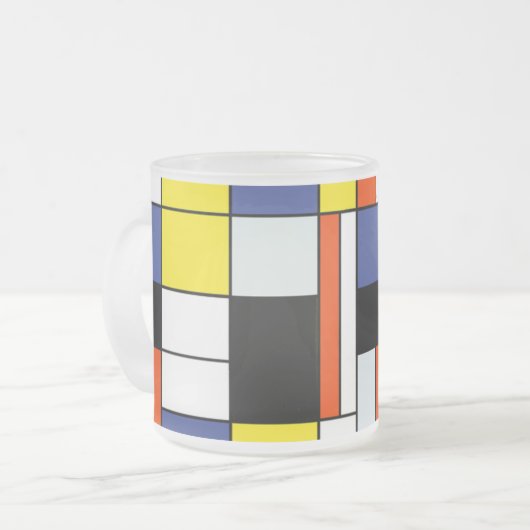 Piet Mondrian Composition A - Abstracte moderne ku Matglas Koffiemok (Voorkant links)