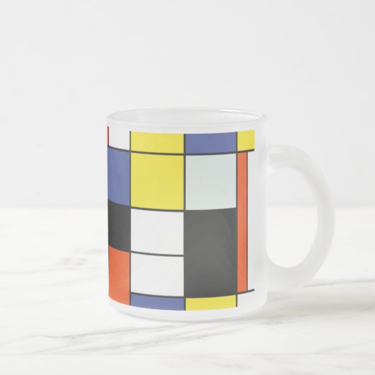 Piet Mondrian Composition A - Abstracte moderne ku Matglas Koffiemok (Rechts)