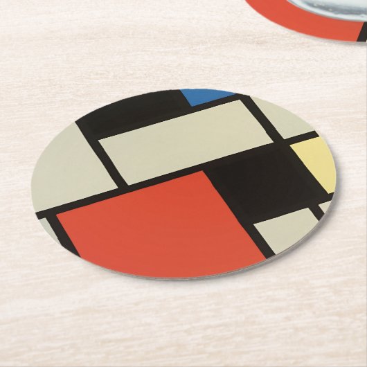 Piet Mondrian Composition Abstract Painting Ronde Kartonnen Onderzetter (Gebogen)