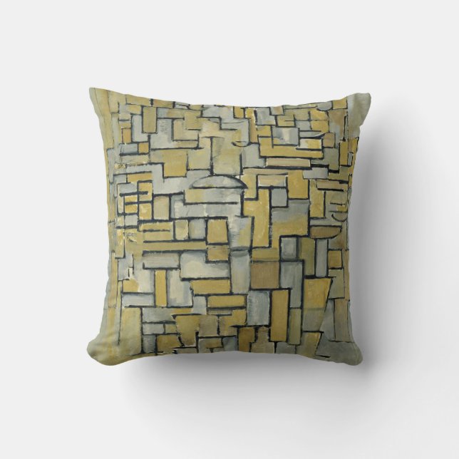 Piet Mondrian Composition in Brown and Grey Kussen (Voorkant)